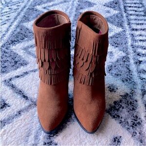 Catherine Malandrino Brown Fringe Ankle Booties